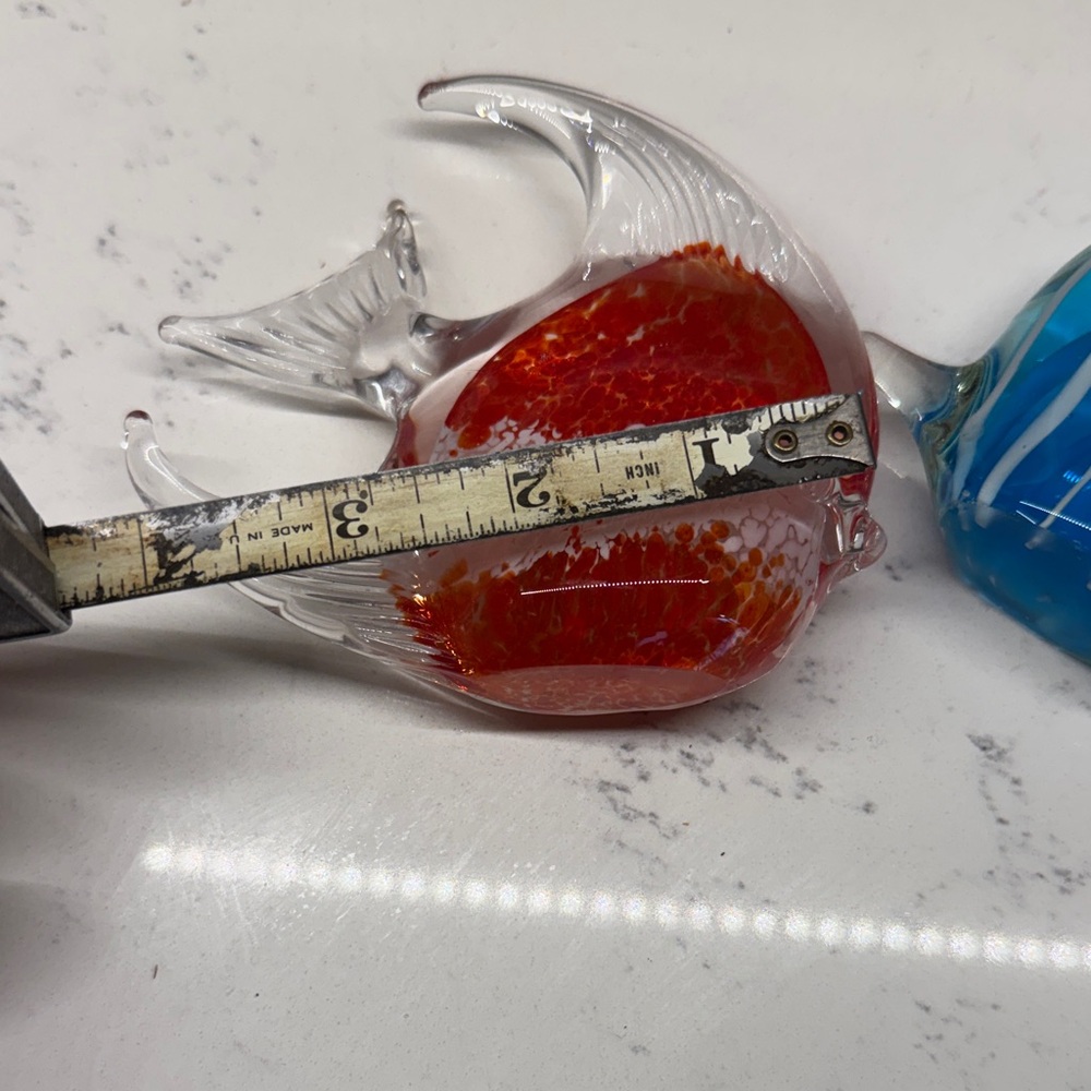 Vintage Glass Fish Decor in Blue and Red - Picture 12 of 12